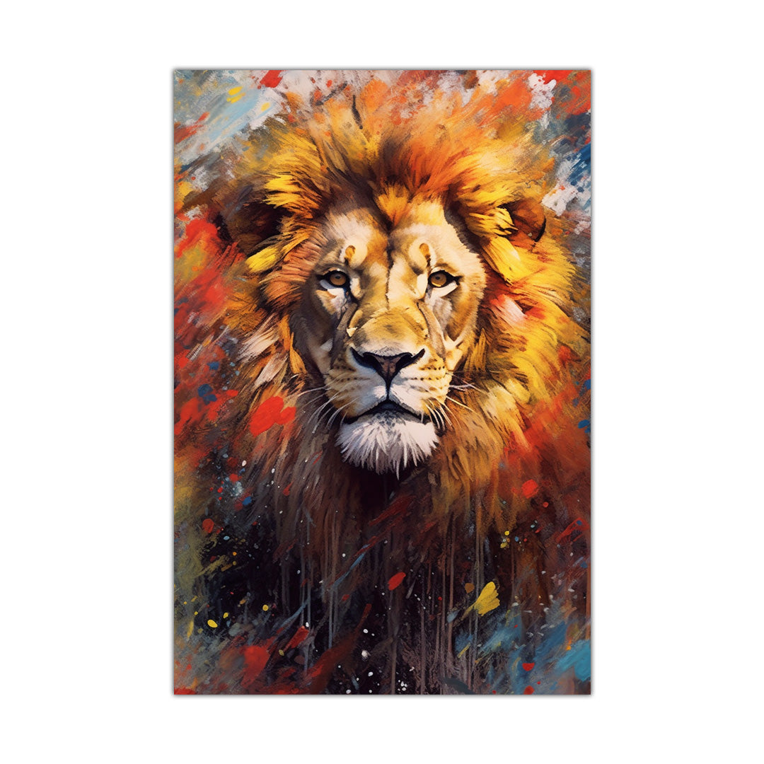 Majestic Roar: Abstract Lion's Gaze | Animal Canvas Poster