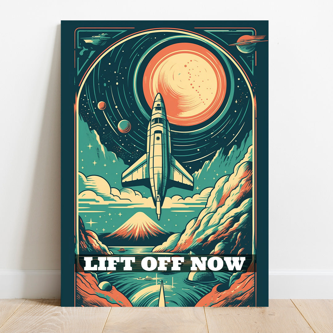 Galactic Odyssey: Retro Space Exploration | Space Canvas Poster