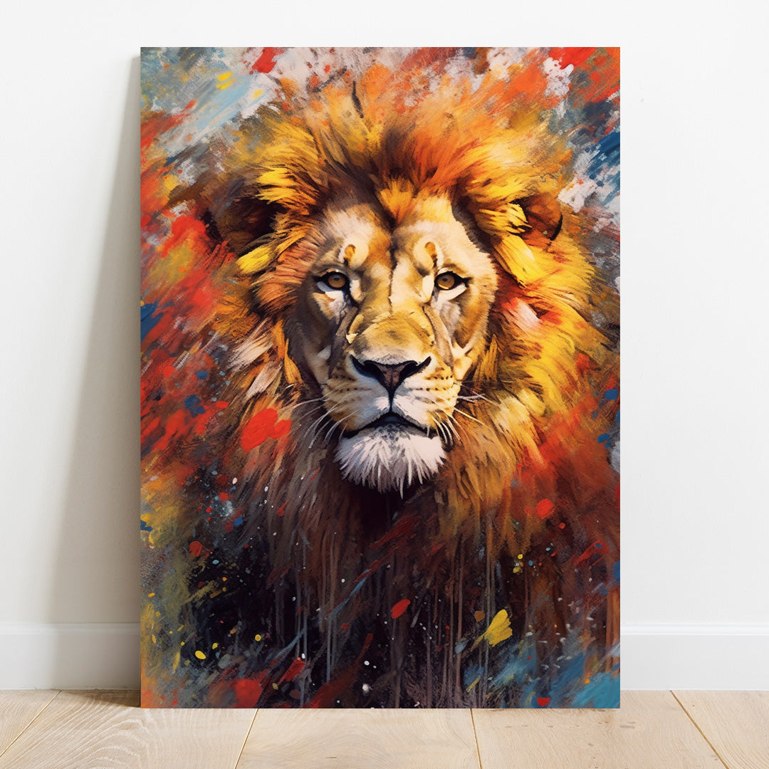 Majestic Roar: Abstract Lion's Gaze | Animal Canvas Poster