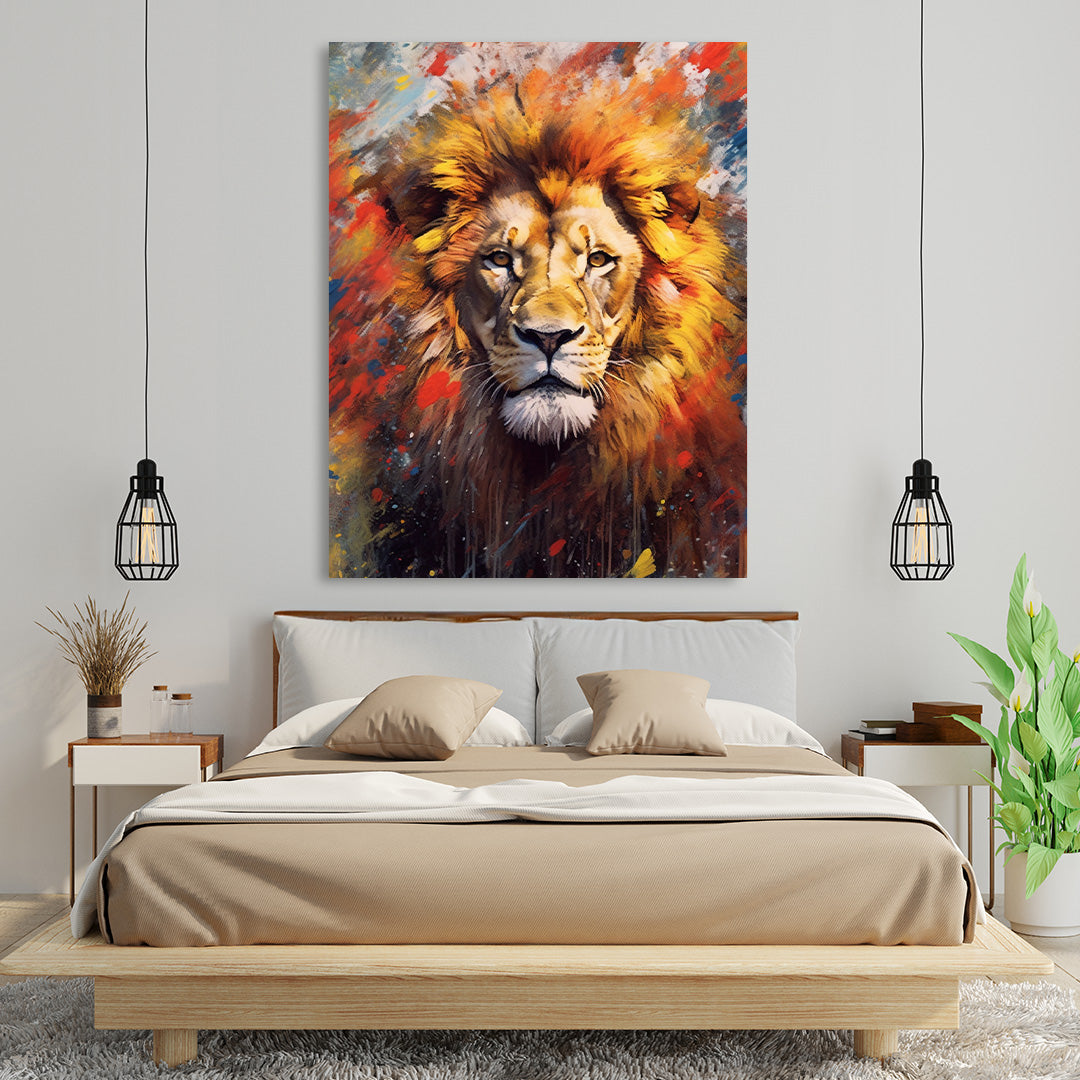 Majestic Roar: Abstract Lion's Gaze | Animal Canvas Poster