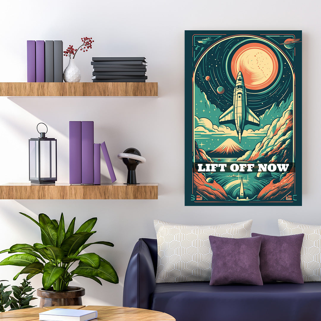 Galactic Odyssey: Retro Space Exploration | Space Canvas Poster