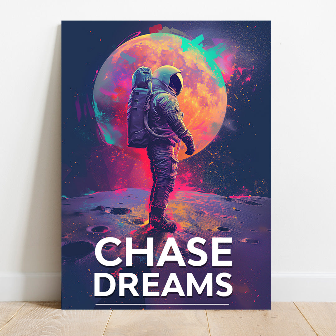 Lunar Pursuit - Chase Dreams Astronaut Canvas Print