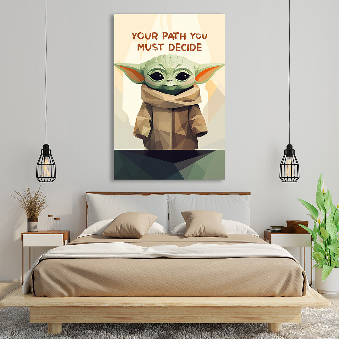 Geometric Baby Yoda: The Force of Cuteness | The Mandalorian | Movies & Shows Canvas Poster