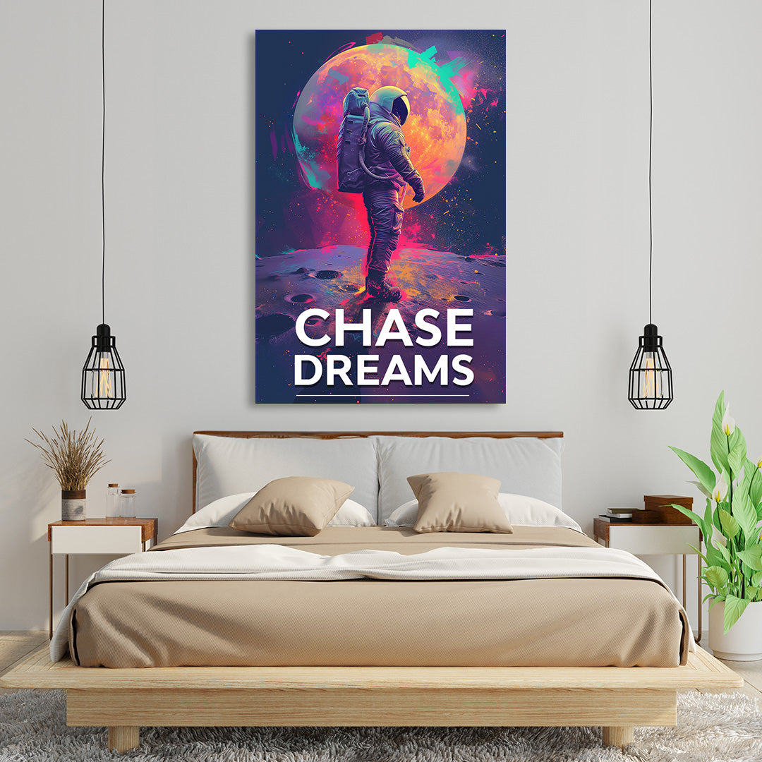 Lunar Pursuit - Chase Dreams Astronaut Canvas Print