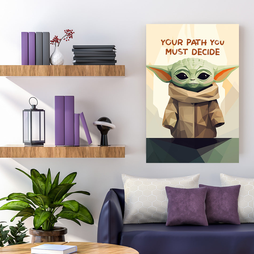 Geometric Baby Yoda: The Force of Cuteness | The Mandalorian | Movies & Shows Canvas Poster