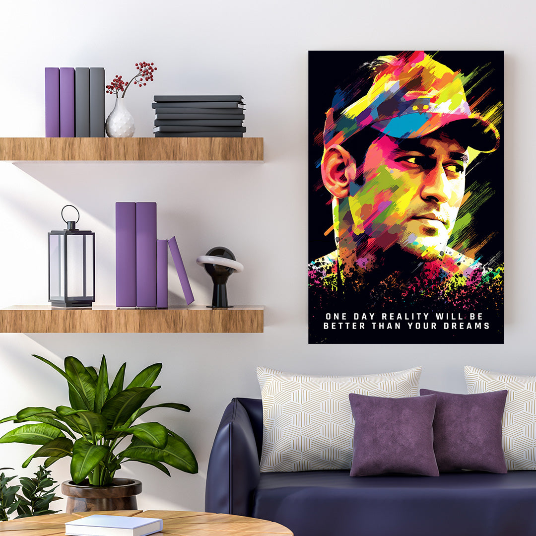 MS Dhoni: Colors of a Legend | Cricket Canvas Poster