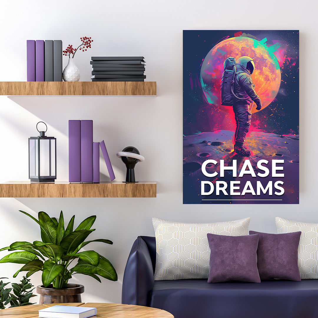 Lunar Pursuit - Chase Dreams Astronaut Canvas Print