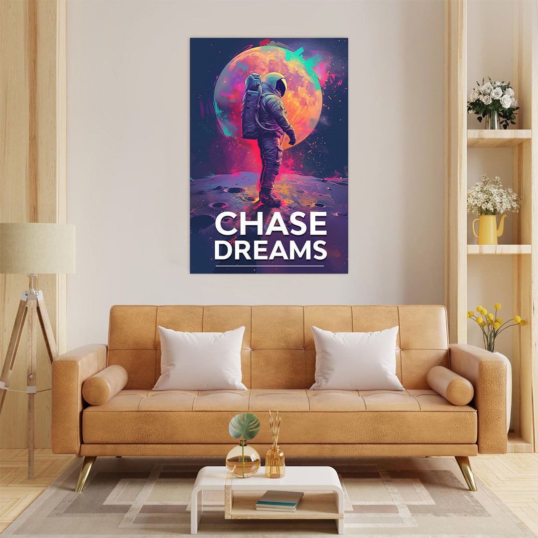 Lunar Pursuit - Chase Dreams Astronaut Canvas Print