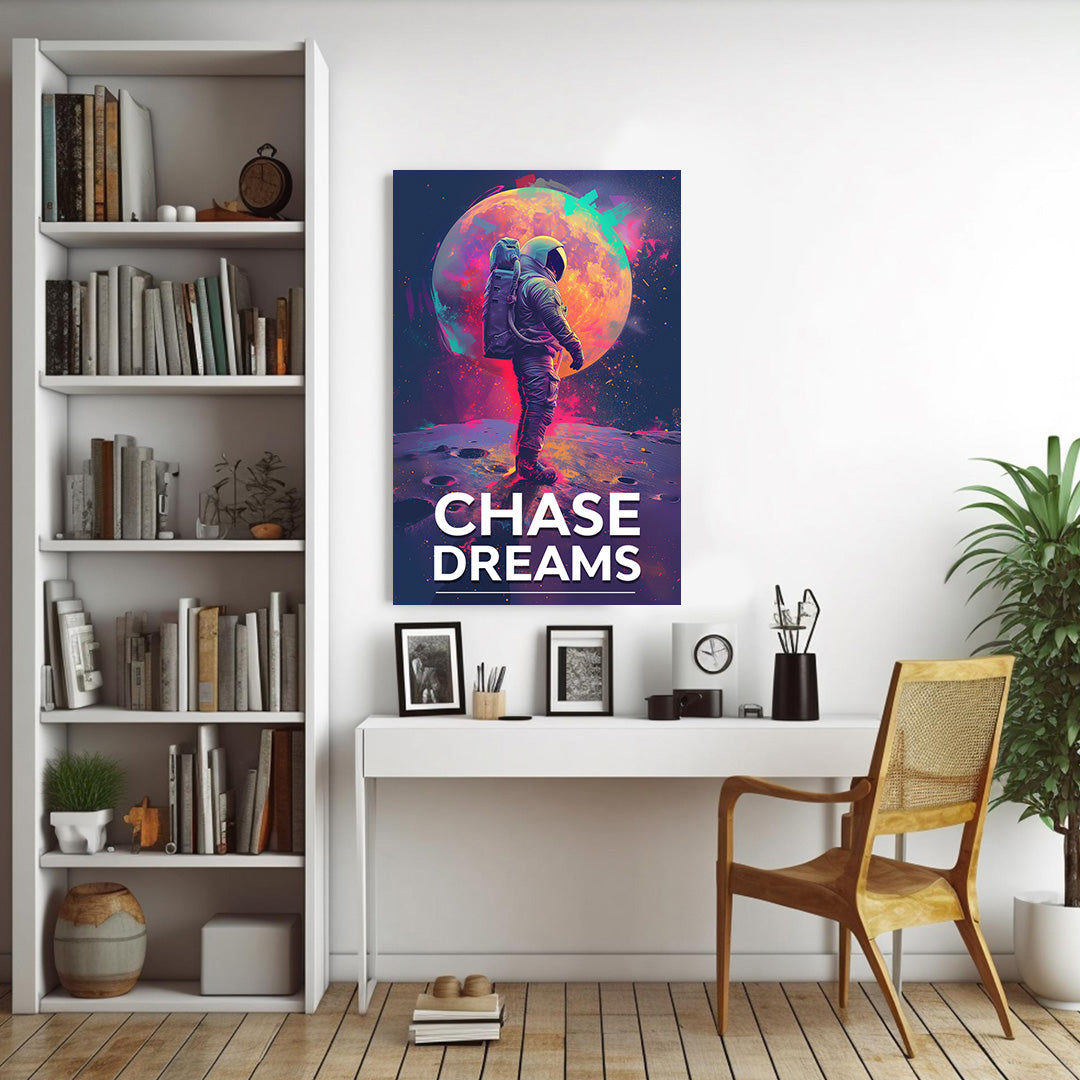 Lunar Pursuit - Chase Dreams Astronaut Canvas Print