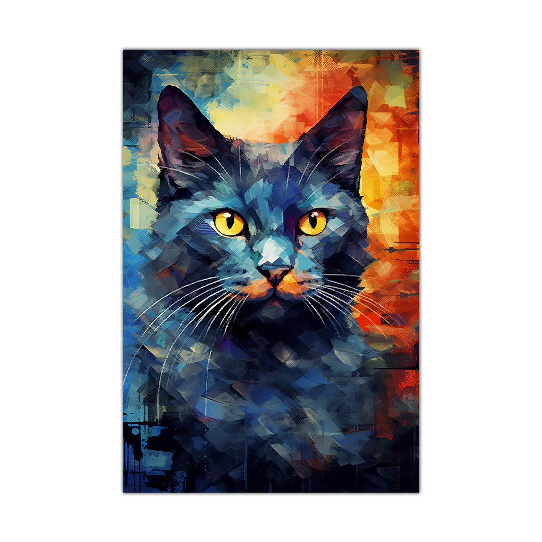 Kaleidoscope Cat: A Mosaic of Mystery | Animal Canvas Poster