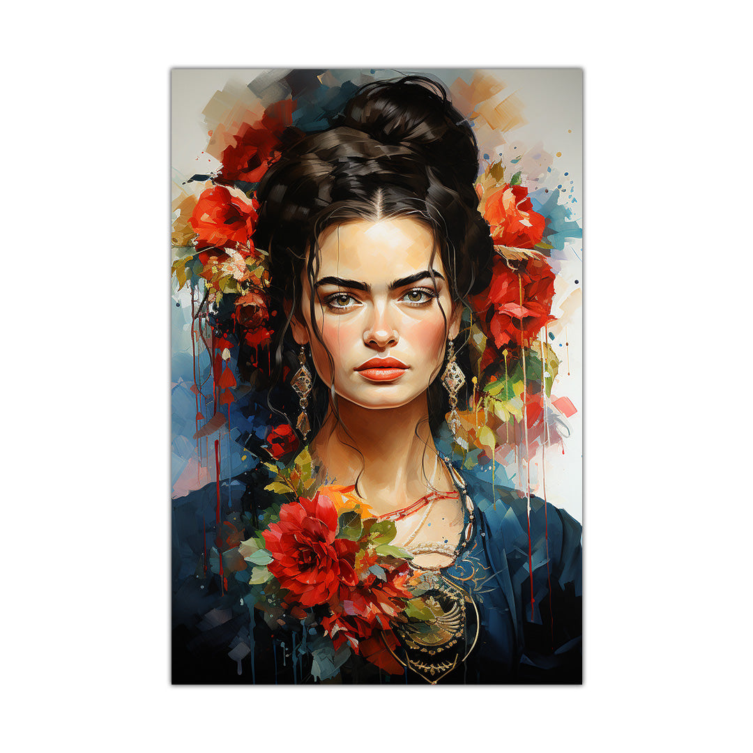 Blooming Beauty - Frida Kahlo Style | Art Canvas Poster