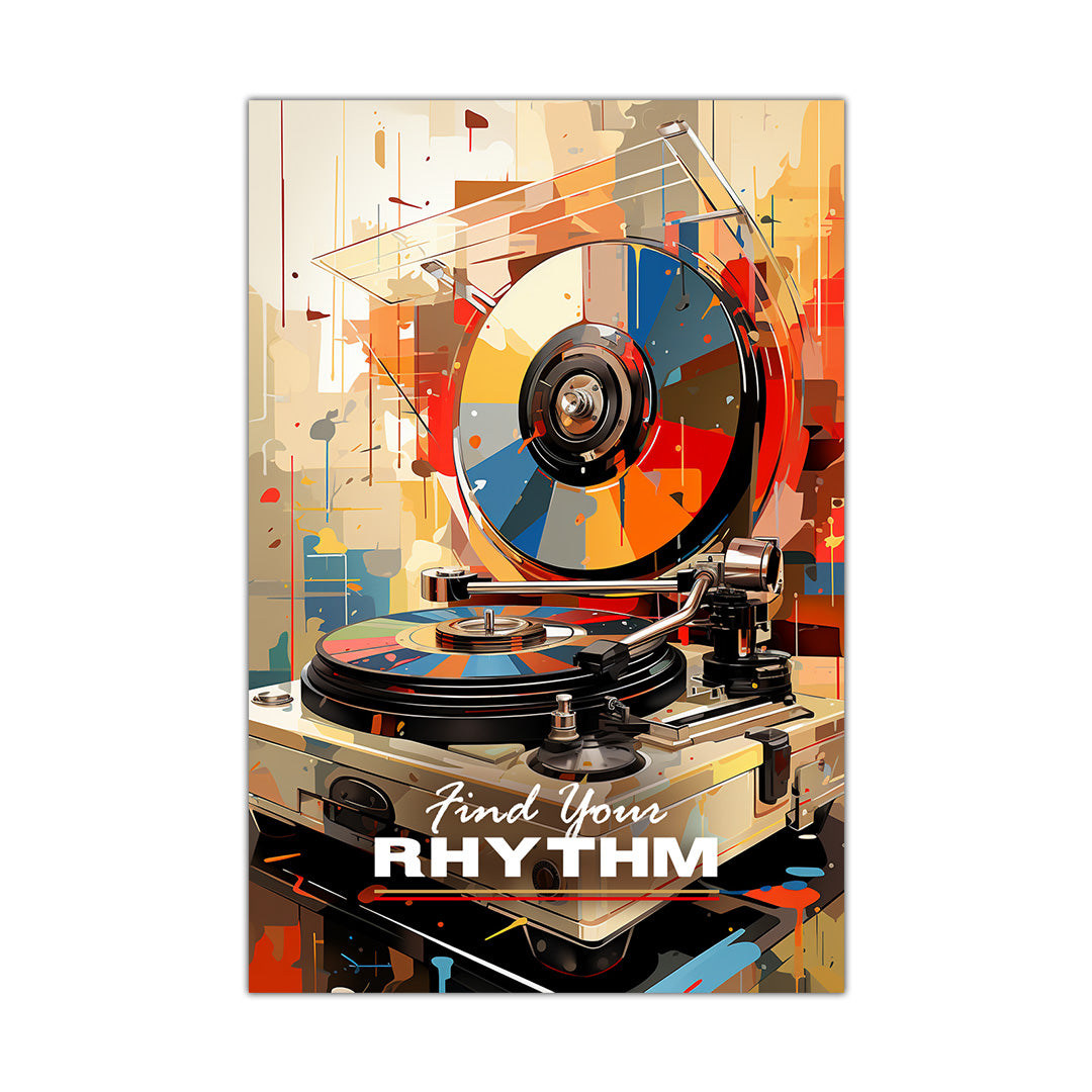 Retro Rhythms: Vibrant Turntable Artistry | Music Canvas Poster