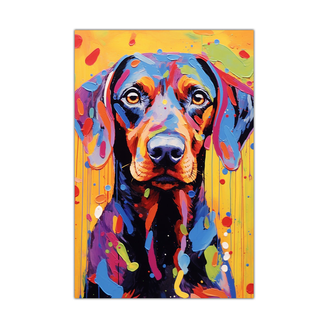 Vibrant Gaze: Dog in Technicolor Dreams | Animal Canvas Poster