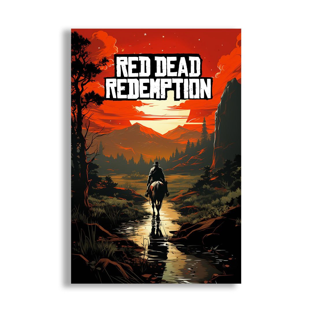 Red Dead Redemption: Lone Rider's Sunset Journey | Gaming Canvas Poster