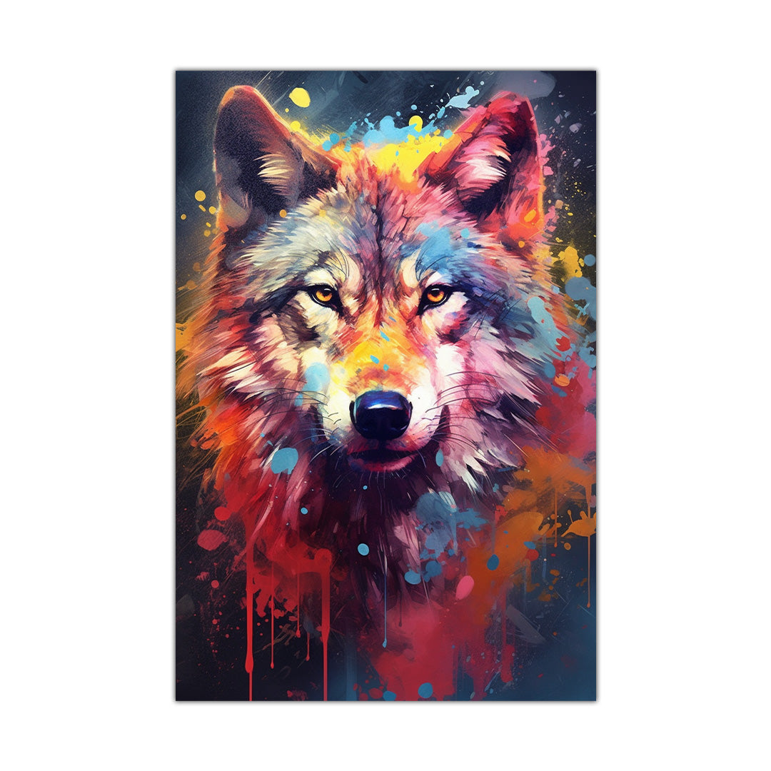 Vivid Wilderness: Wolf Splatter | Animal Canvas Poster