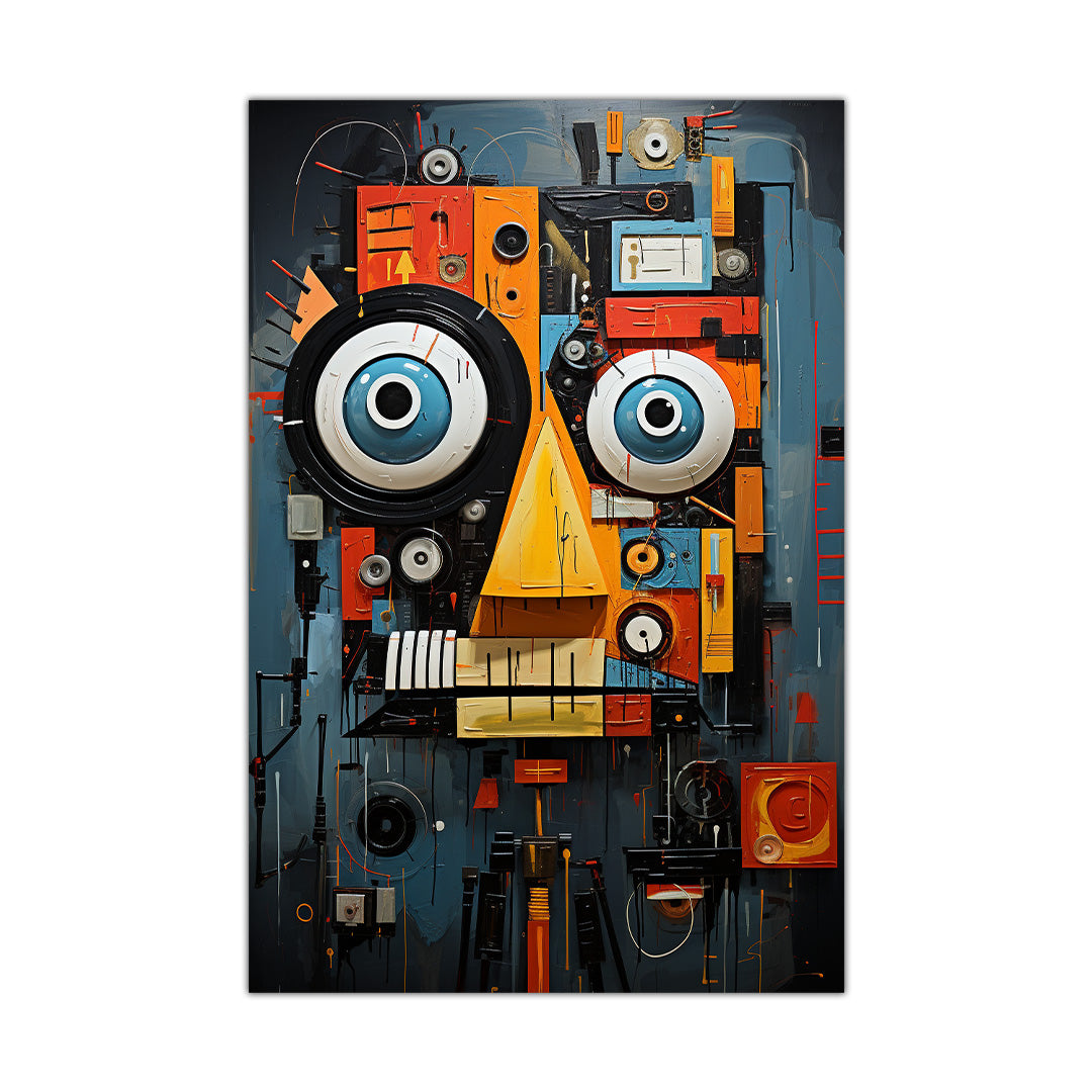 Technicolor Mech - Jean-Michel Basquiat Style | Art Canvas Poster