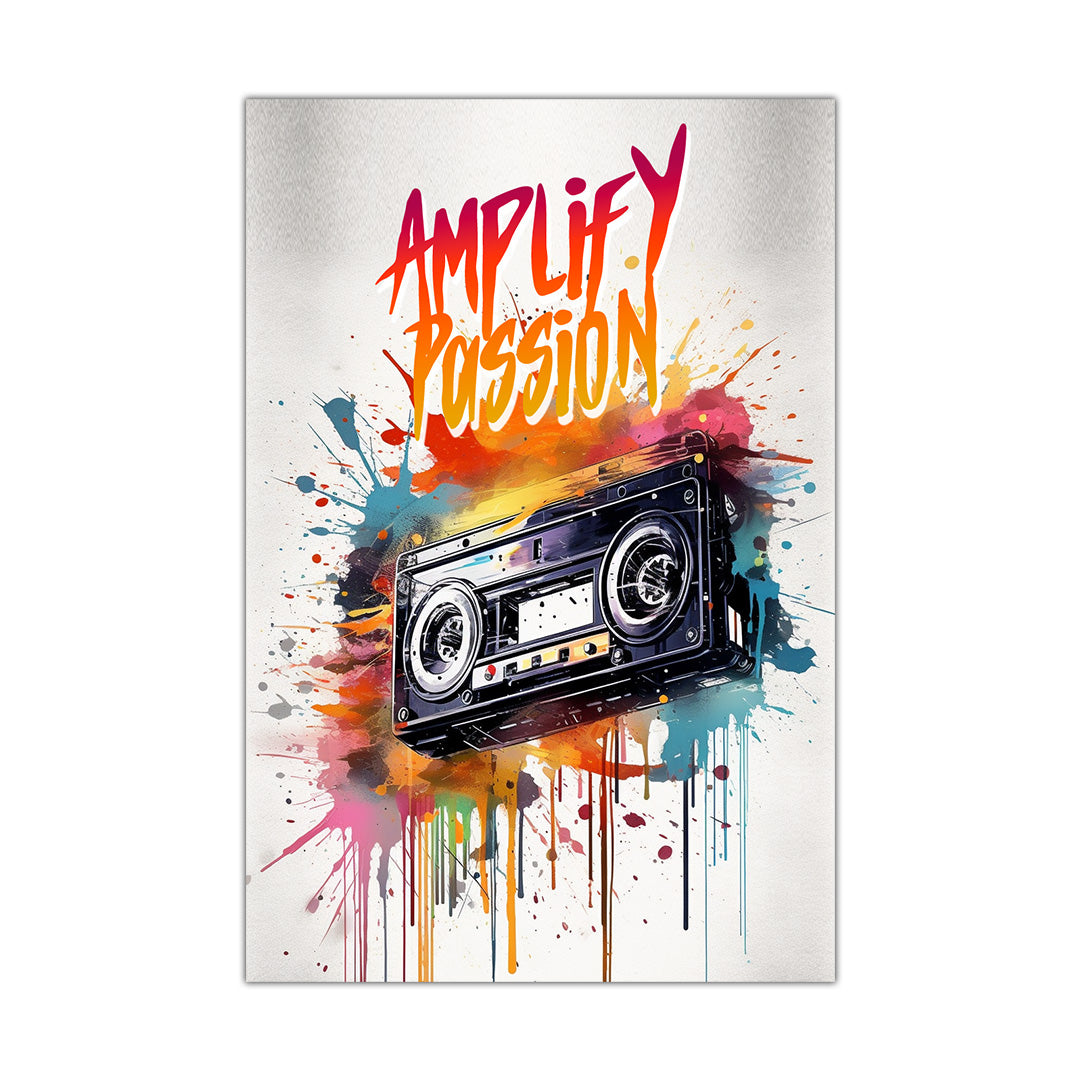 Retro Resonance: Exploding Cassette Colors | Music Canvas Poster