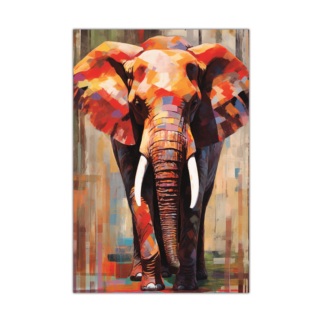 Mosaic Majesty: The Elephant's Tapestry | Animal Canvas Poster