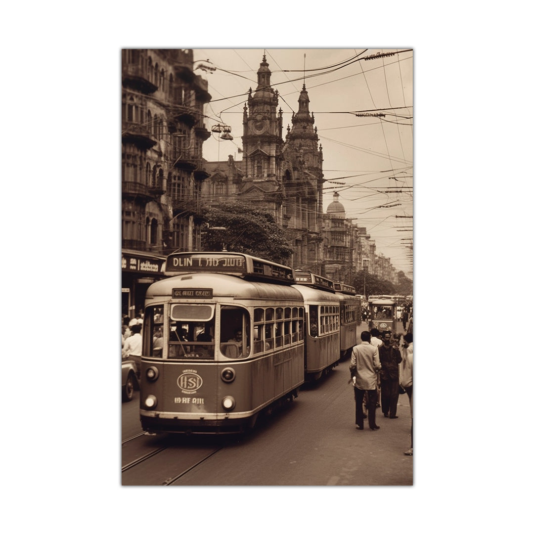 Historic Hustle: Tramway Through Time | Vintage Canvas Poster