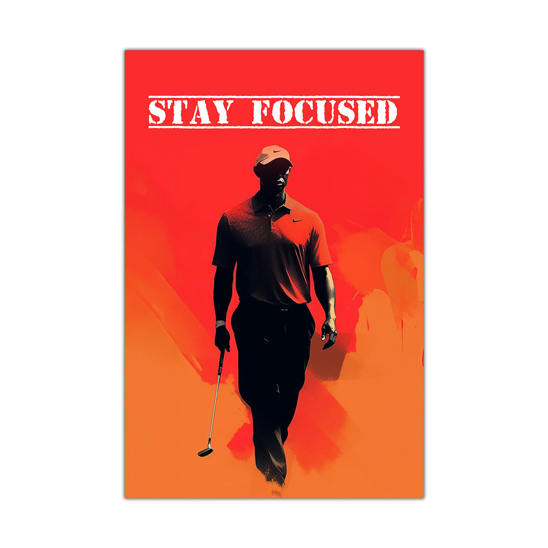 Tiger Woods Red Silhouette | Golf Canvas Poster