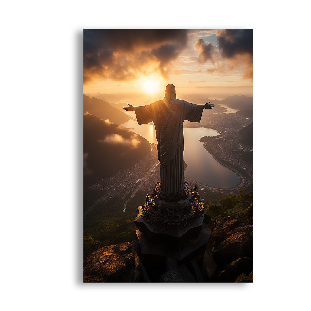 Sunrise Embrace: Christ the Redeemer | Travel Canvas Poster