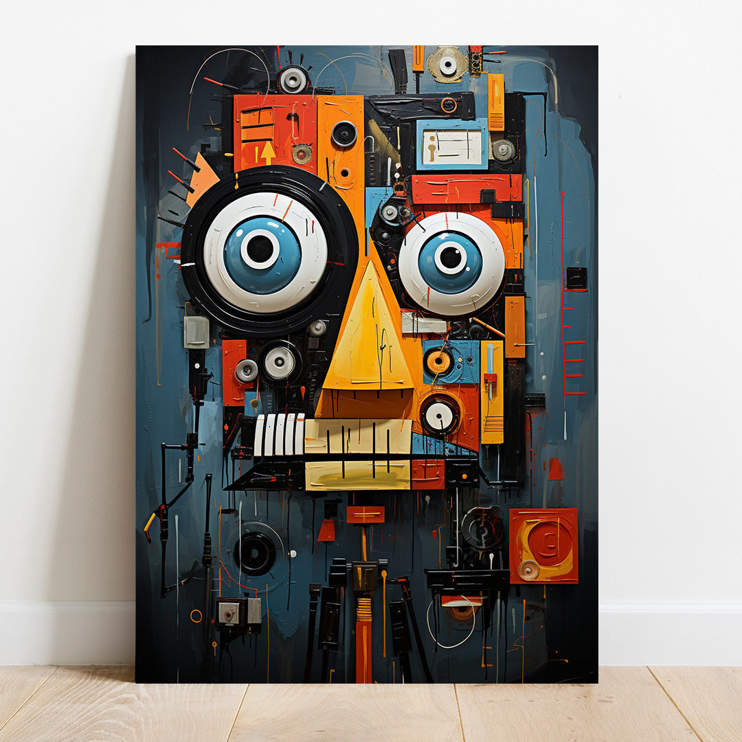 Technicolor Mech - Jean-Michel Basquiat Style | Art Canvas Poster