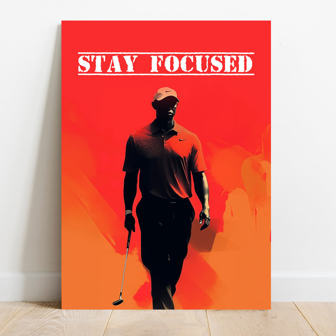 Tiger Woods Red Silhouette | Golf Canvas Poster