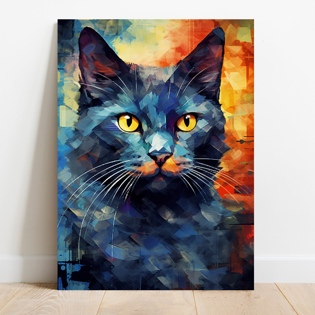 Kaleidoscope Cat: A Mosaic of Mystery | Animal Canvas Poster