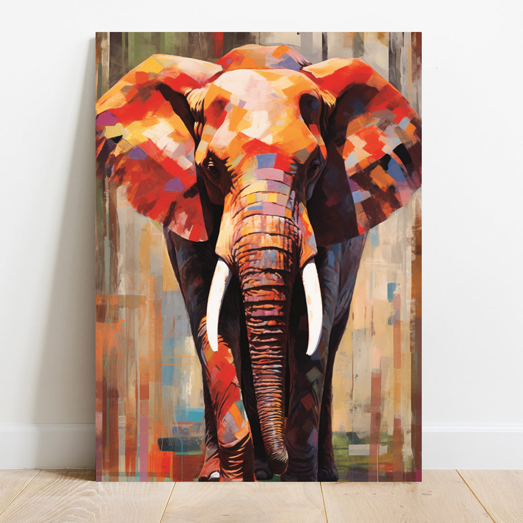 Mosaic Majesty: The Elephant's Tapestry | Animal Canvas Poster