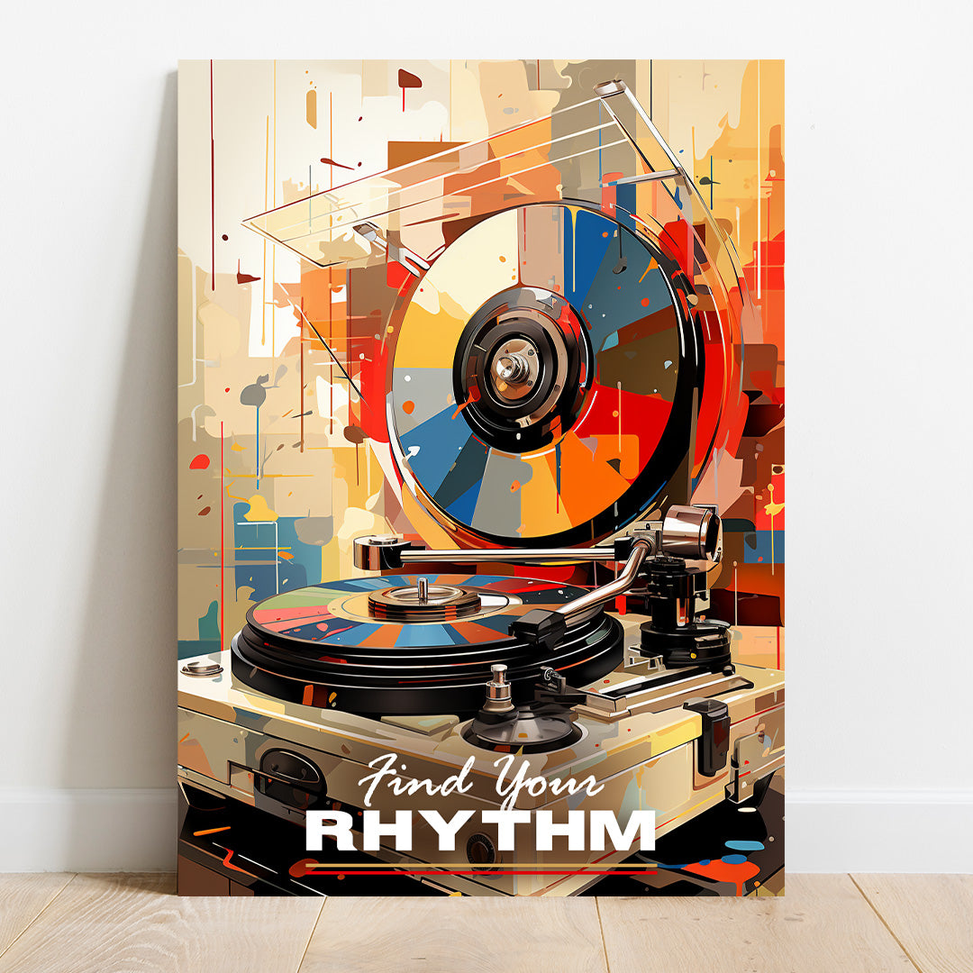 Retro Rhythms: Vibrant Turntable Artistry | Music Canvas Poster