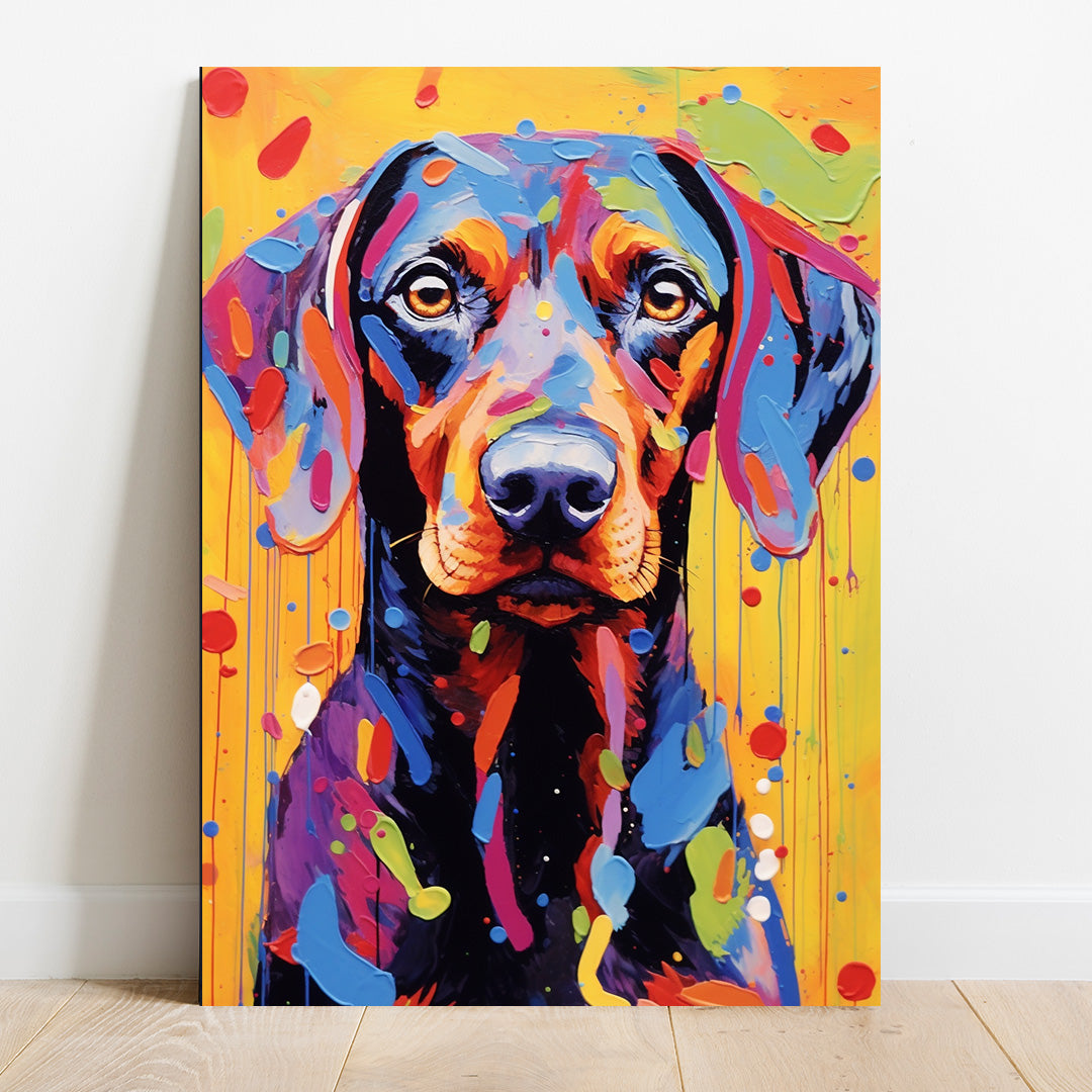 Vibrant Gaze: Dog in Technicolor Dreams | Animal Canvas Poster