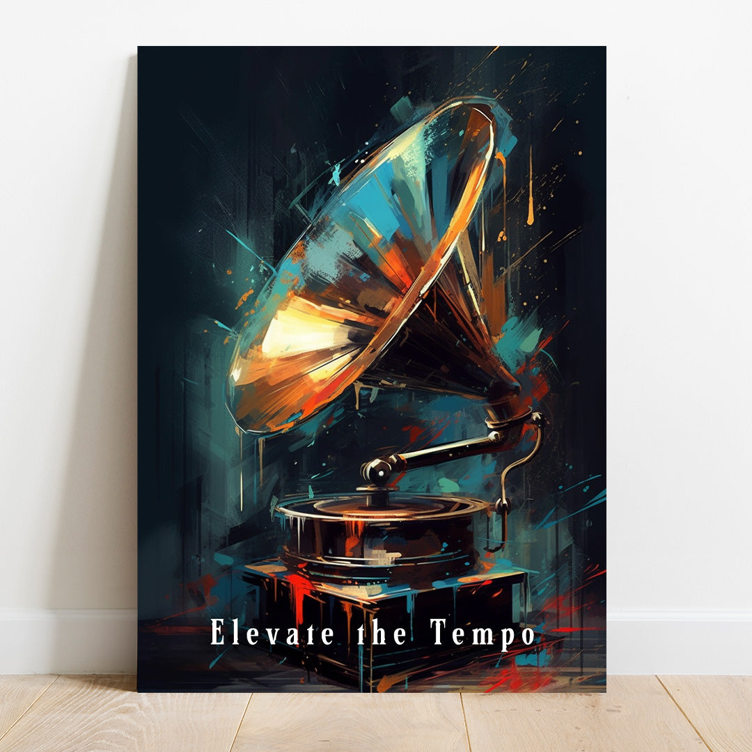 Gramophone Glint: Echoes of Time | Music Canvas Poster