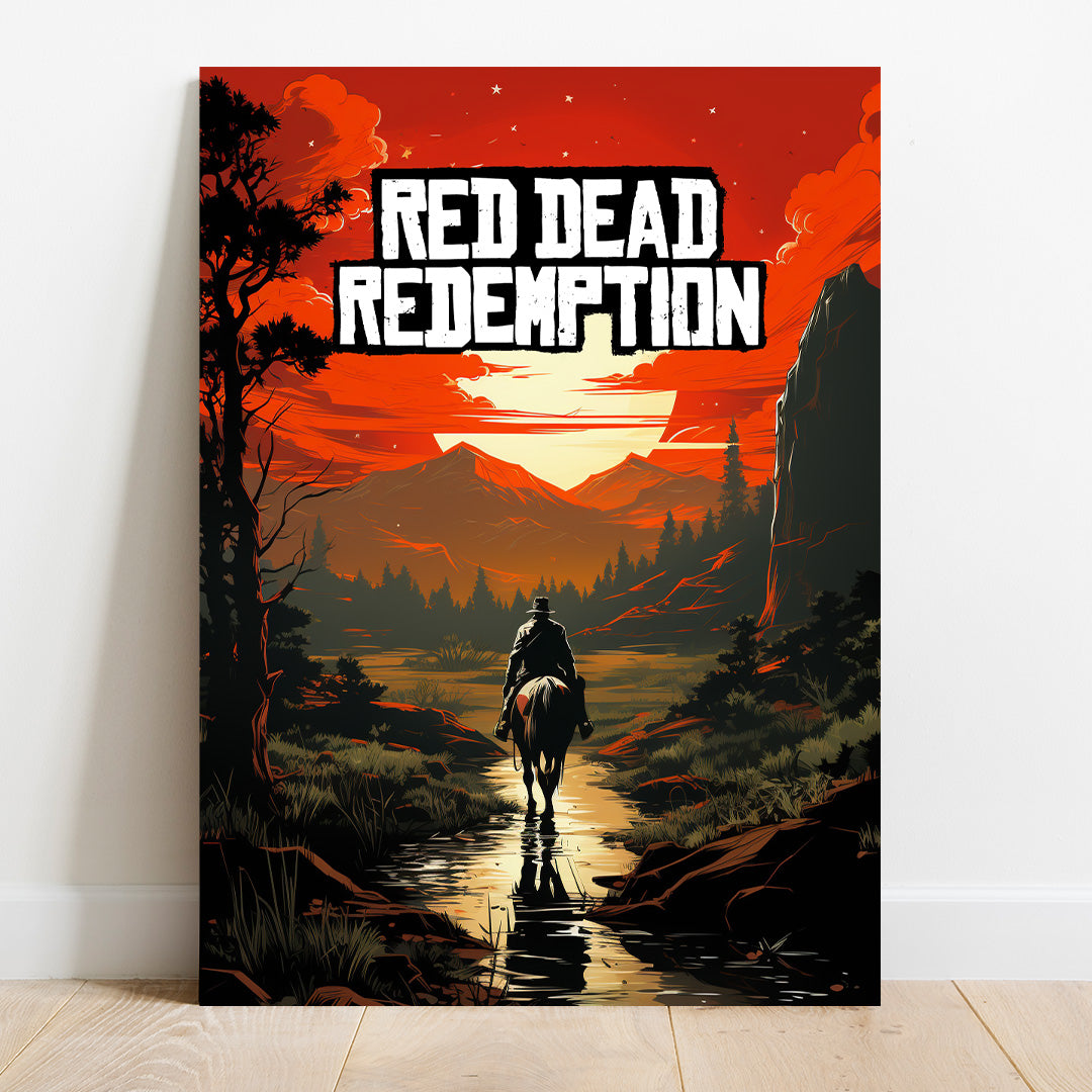 Red Dead Redemption: Lone Rider's Sunset Journey | Gaming Canvas Poster