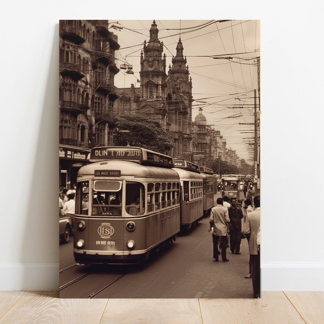 Historic Hustle: Tramway Through Time | Vintage Canvas Poster