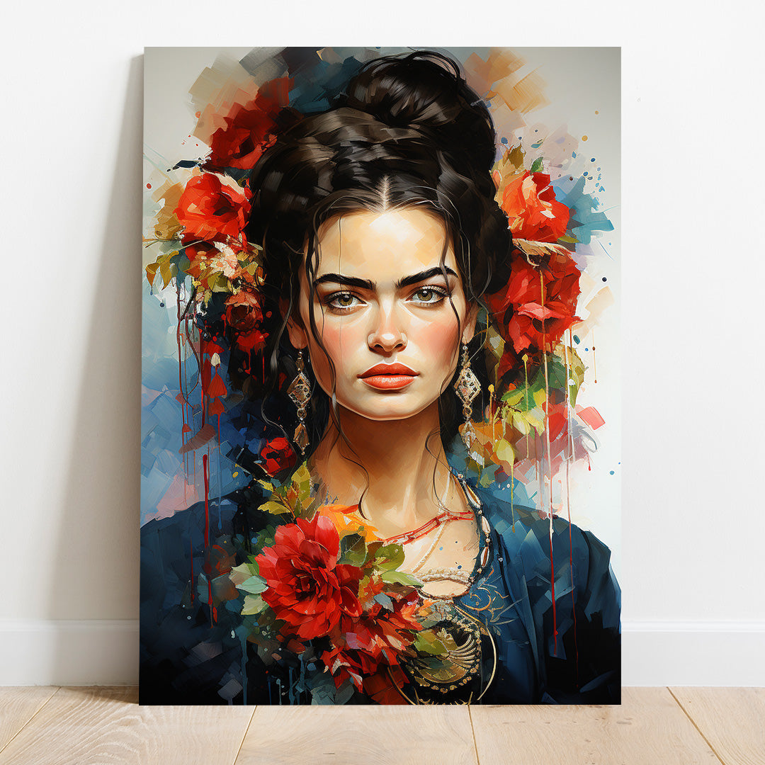 Blooming Beauty - Frida Kahlo Style | Art Canvas Poster