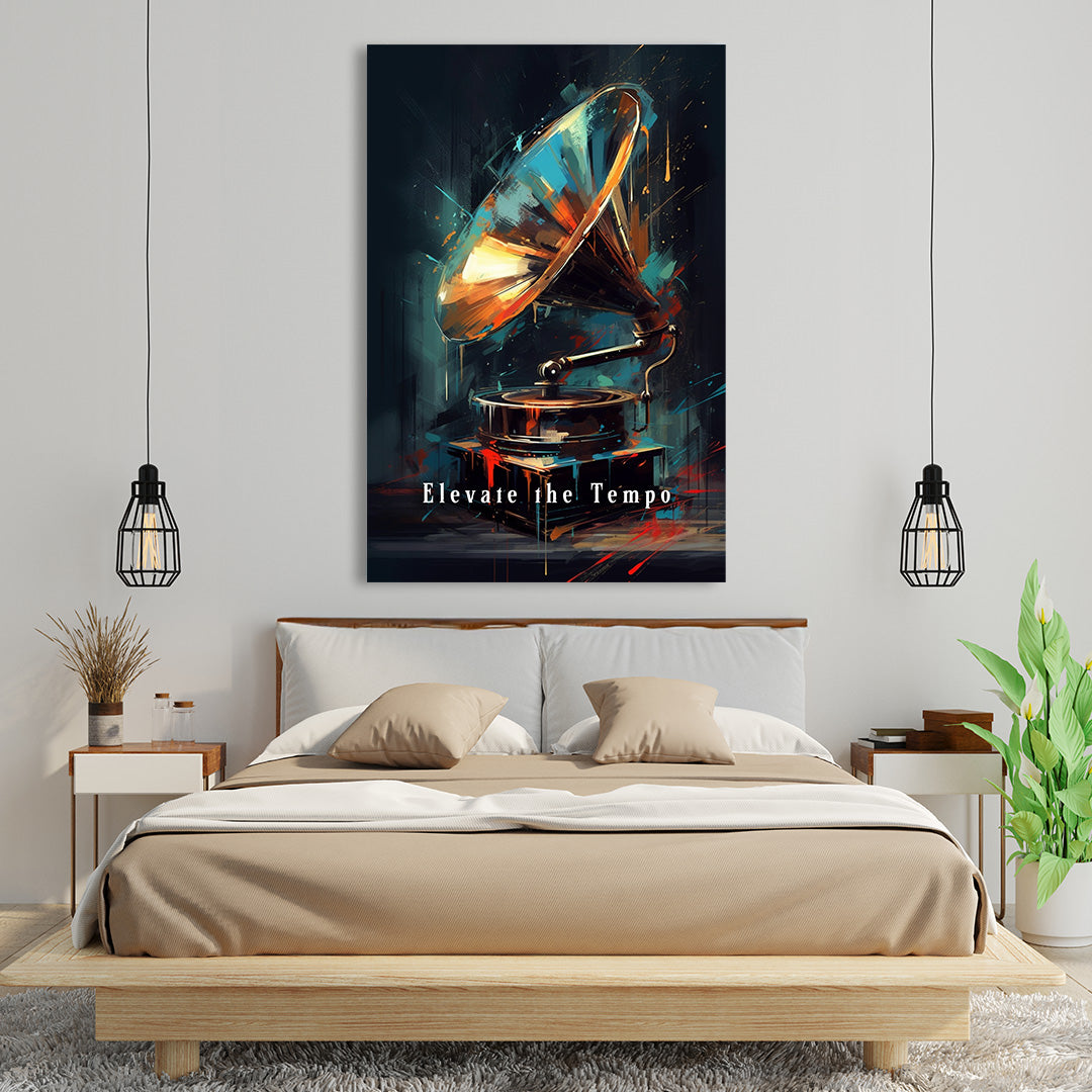 Gramophone Glint: Echoes of Time | Music Canvas Poster