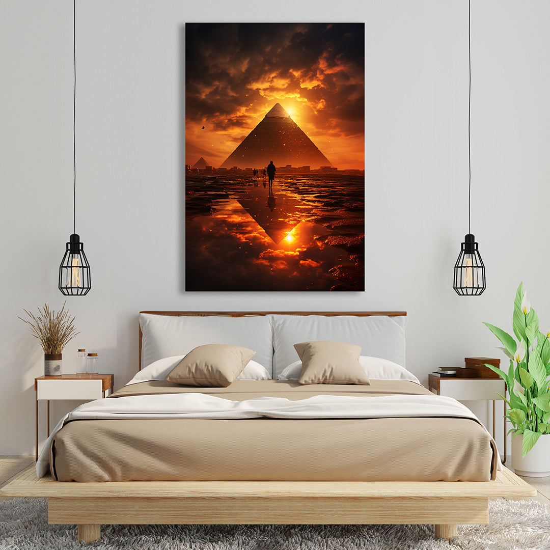 Golden Pyramid Sunset | Travel Canvas Poster