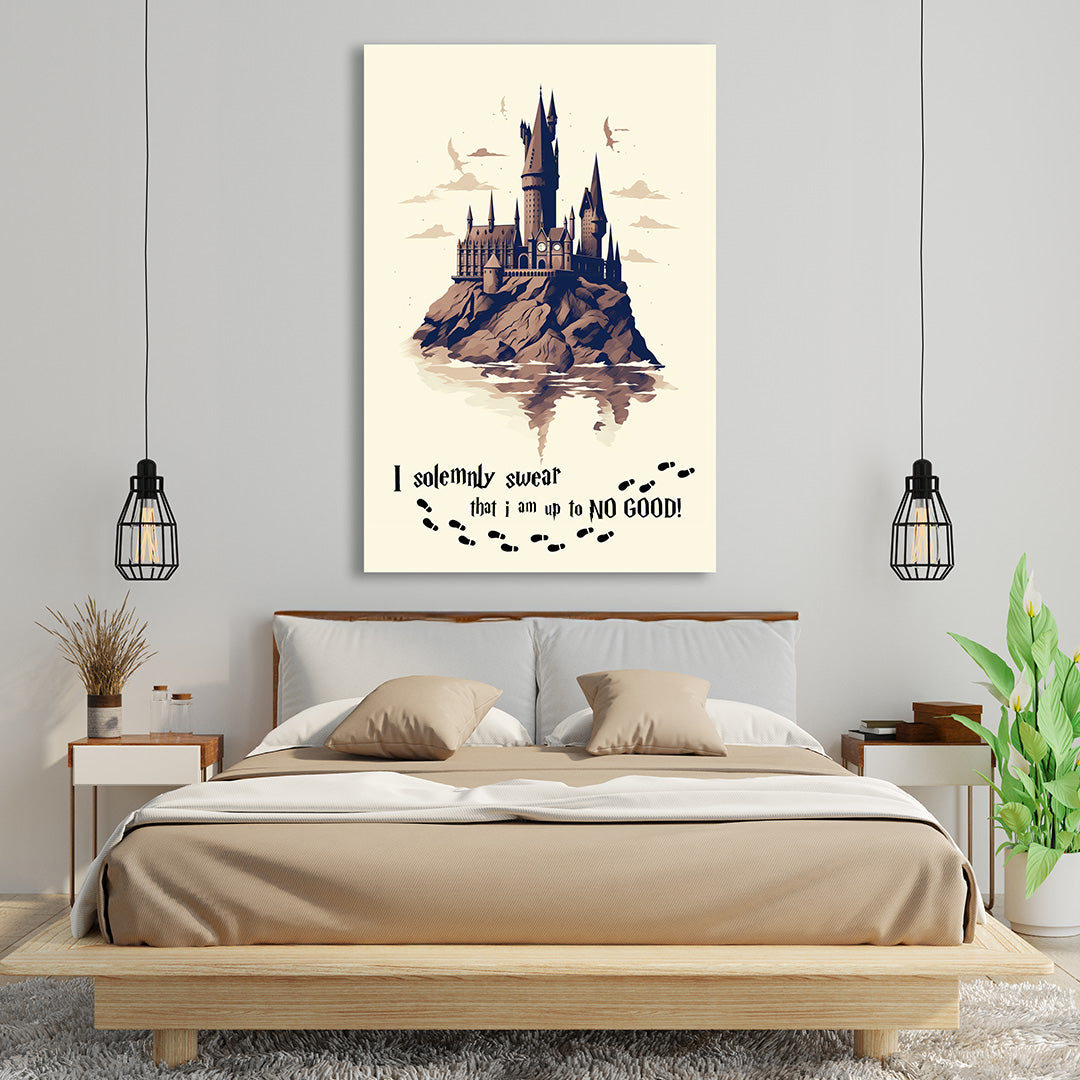 Majestic Hogwarts: Dawn at the Wizarding Castle | Harry Potter | Movies & Shows Canvas Poster