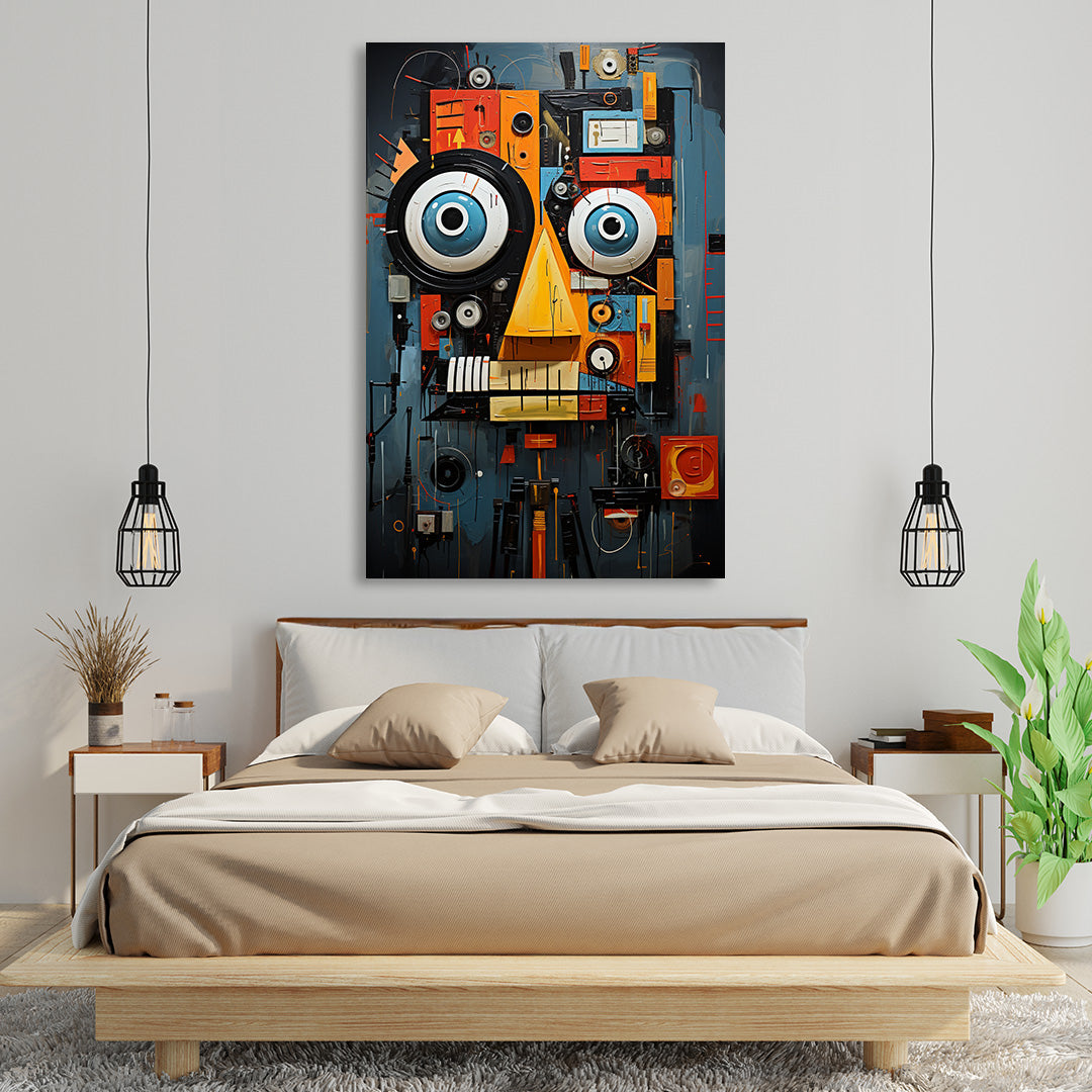 Technicolor Mech - Jean-Michel Basquiat Style | Art Canvas Poster