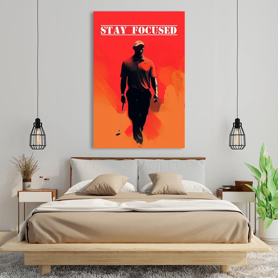 Tiger Woods Red Silhouette | Golf Canvas Poster