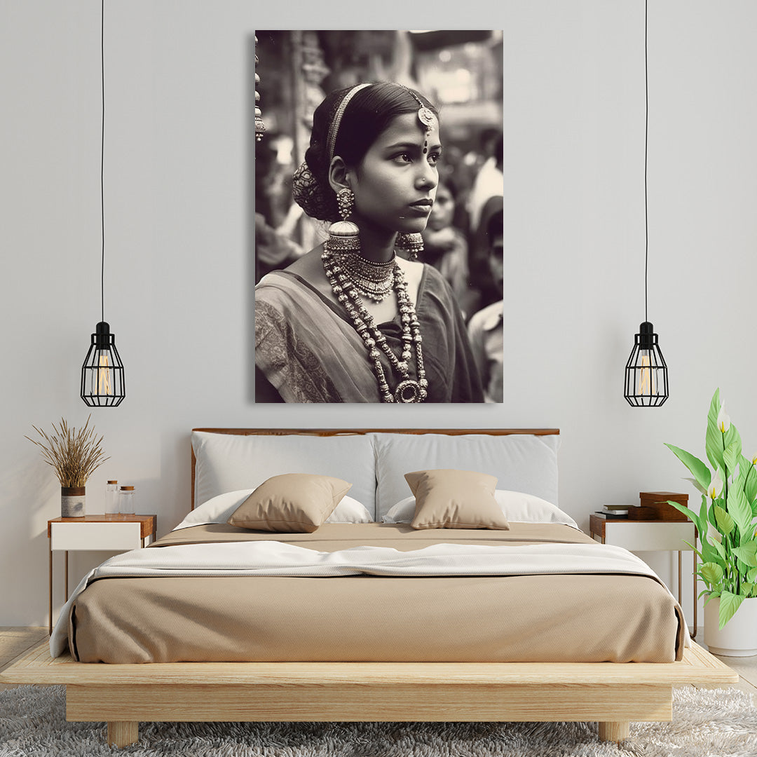 Elegance in Monochrome: Timeless Beauty of Tradition | Vintage Canvas Poster