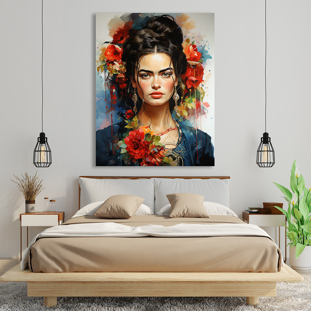 Blooming Beauty - Frida Kahlo Style | Art Canvas Poster