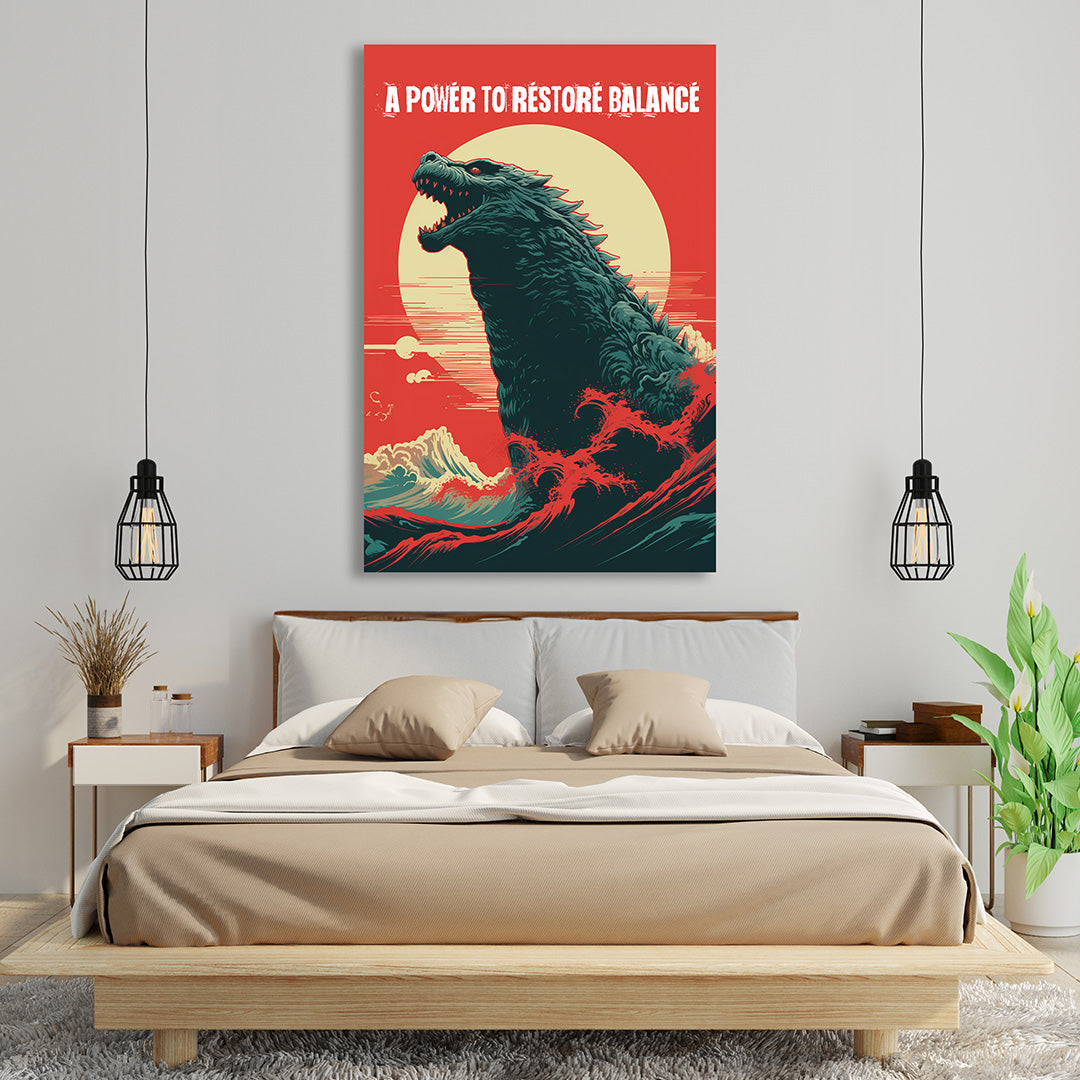 Rising Titan: Godzilla Sunset Showdown | Movies & Shows Canvas Poster