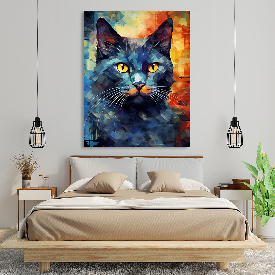 Kaleidoscope Cat: A Mosaic of Mystery | Animal Canvas Poster