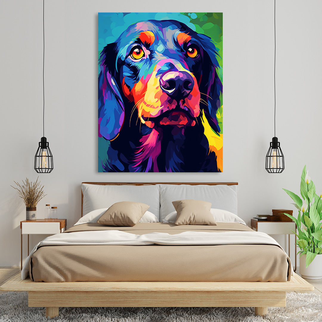 Colorful Canine Gaze: A Dog's Vibrant World | Animal Canvas Poster