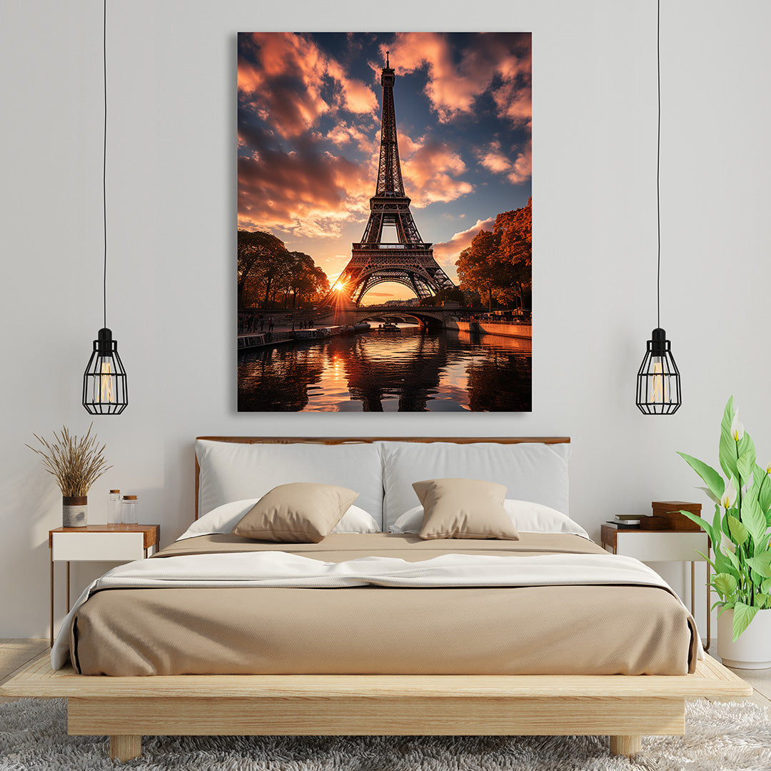 Golden Hour at Eiffel Tower | Travel Canvas Poster