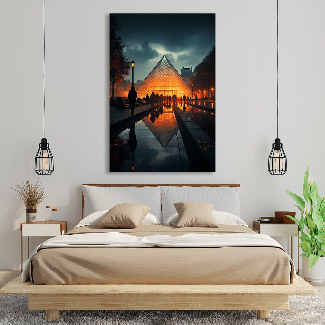 Parisian Twilight: The Louvre Pyramid | Travel Canvas Poster