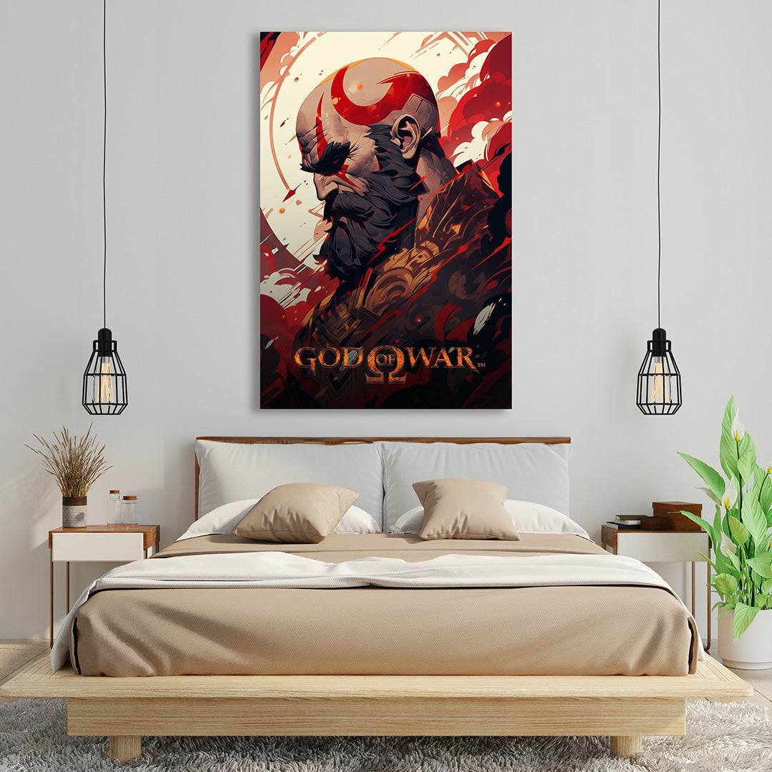 God of War: Kratos' Celestial Standoff | Gaming Canvas Poster