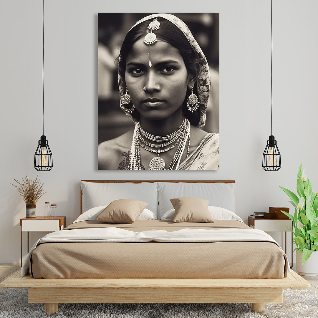 Intense Gaze: Echoes of Tradition | Vintage Canvas Poster