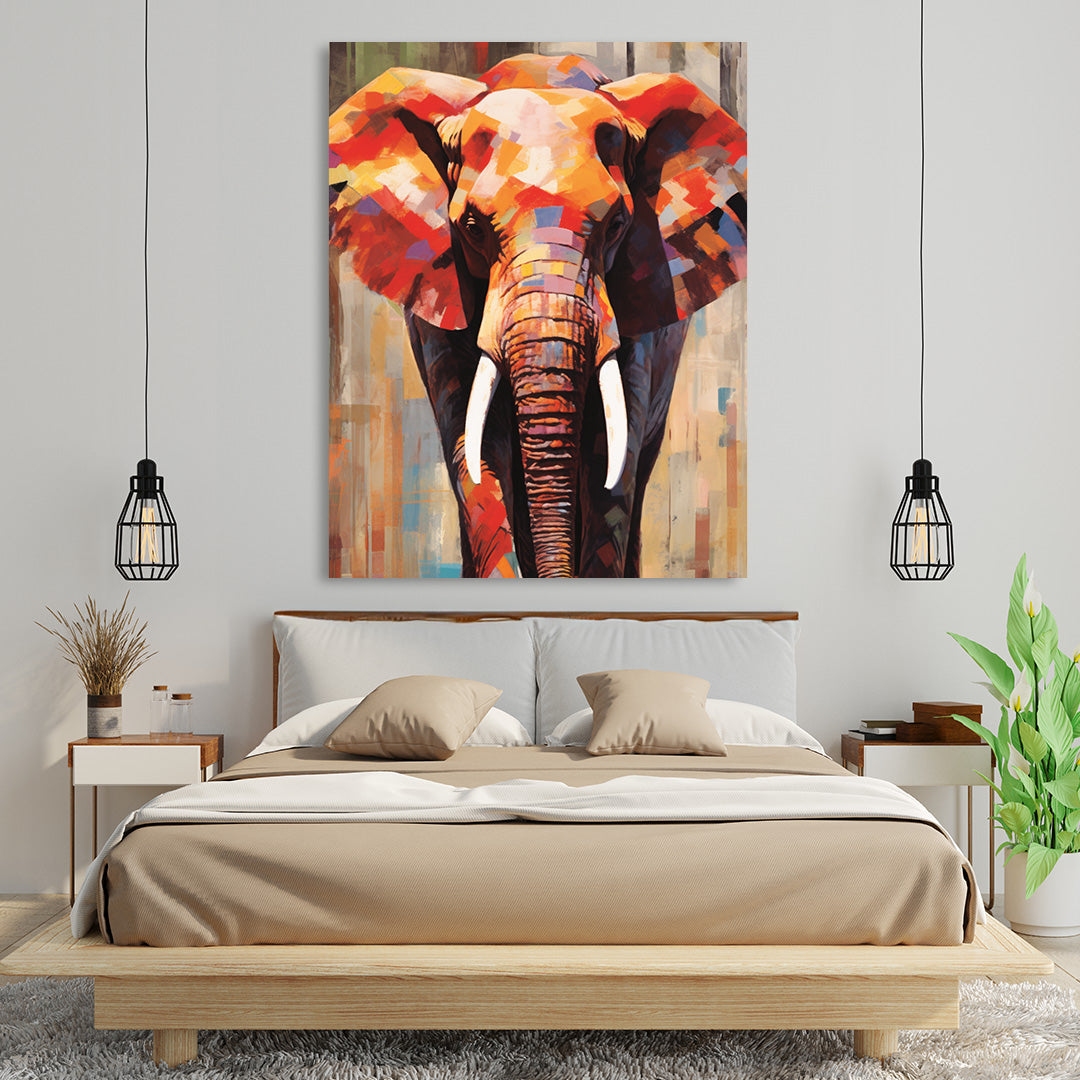 Mosaic Majesty: The Elephant's Tapestry | Animal Canvas Poster